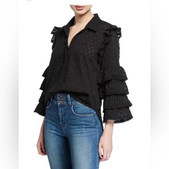 MISA Los Angeles Juana Lace Ruffle Button-Front Top Size Medium - Picture 1 of 14